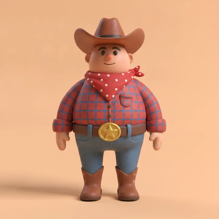 A clay figure dressed as a cowboy.