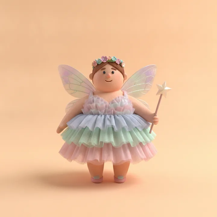 A clay figure dressed as a fairy.