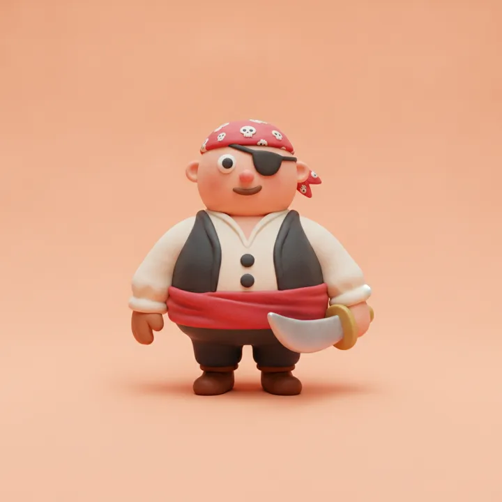 A clay figure dressed as a pirate.
